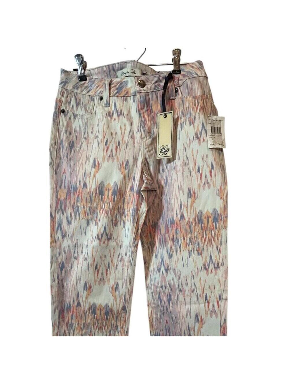 Christopher Blue paint splatter print capri length pants Women's sz 8 w/tags